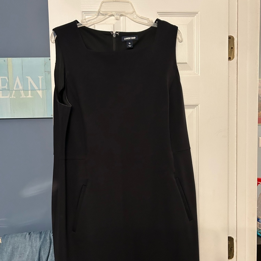 Lands' End Classic Black Midi Dress
